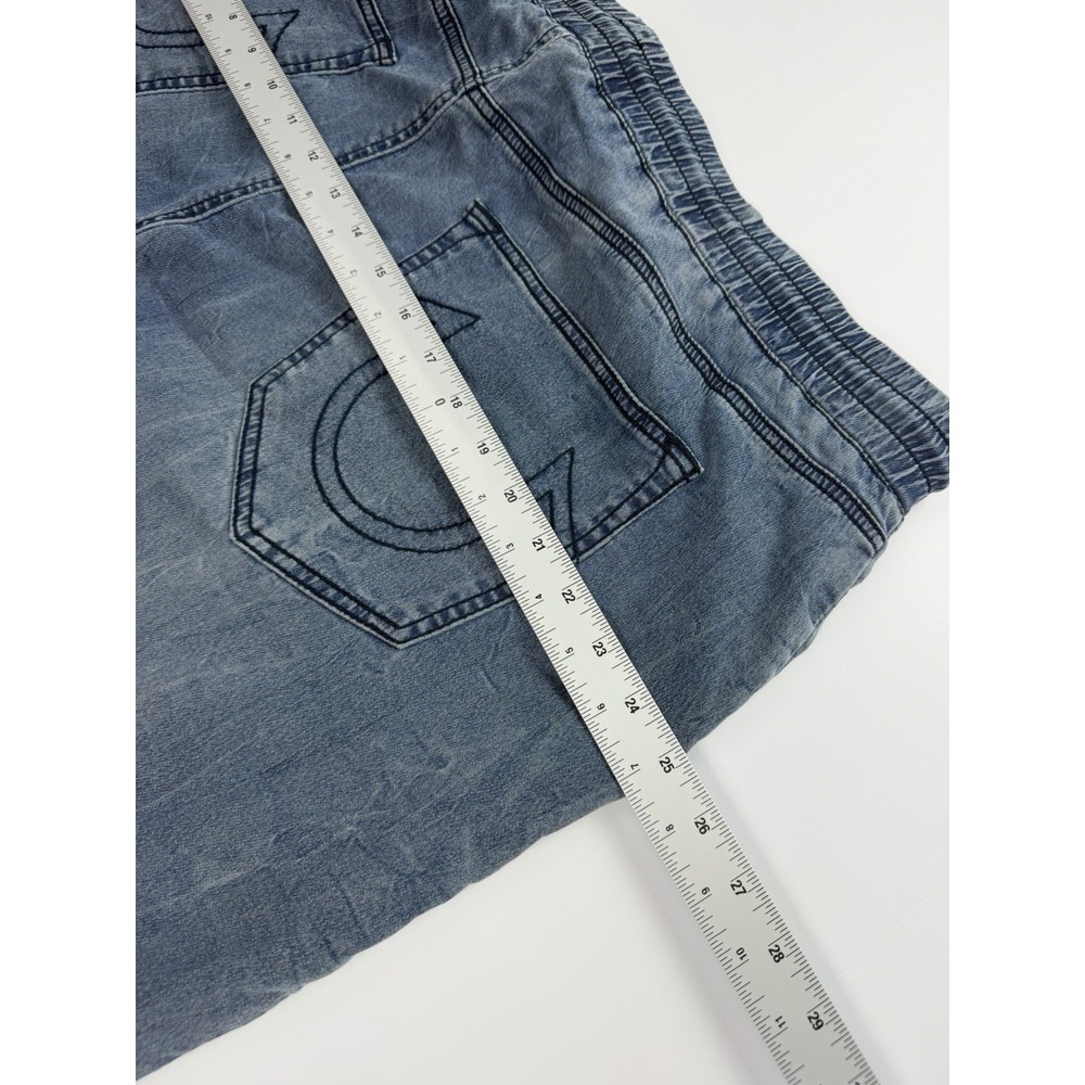 True Religion Jogger Pants Men's Approx 40 Blue Denim Contrast Panel Drawstring - Picture 14 of 16